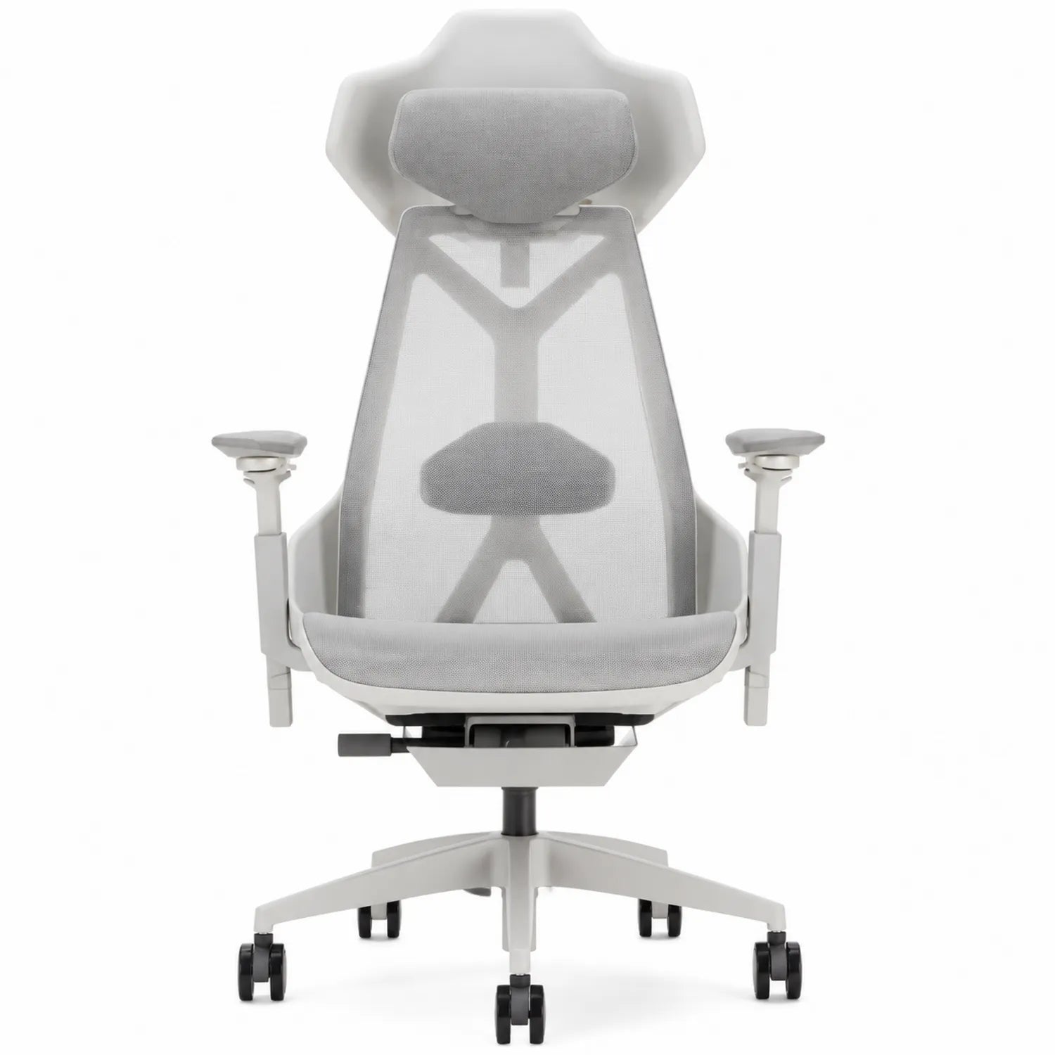 Sedia Ergonomica in Metallo e Poliestere Grigio con Rotelle Regolabile