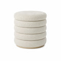 Pouf rotondo in tessuto bouclé beige
